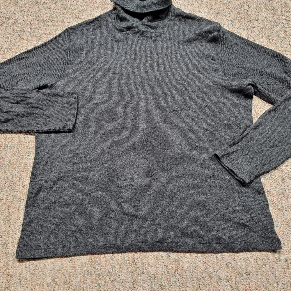 Polo Ralph Lauren Turtleneck Shirt Mens XL Gray Ribbed Cotton Long Sleeve